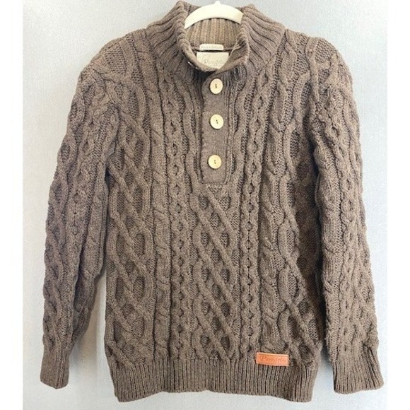 Peregrine Other - Peregrine Mens M Wool Cable Knit Fisherman Sweater Brown Button Neck England